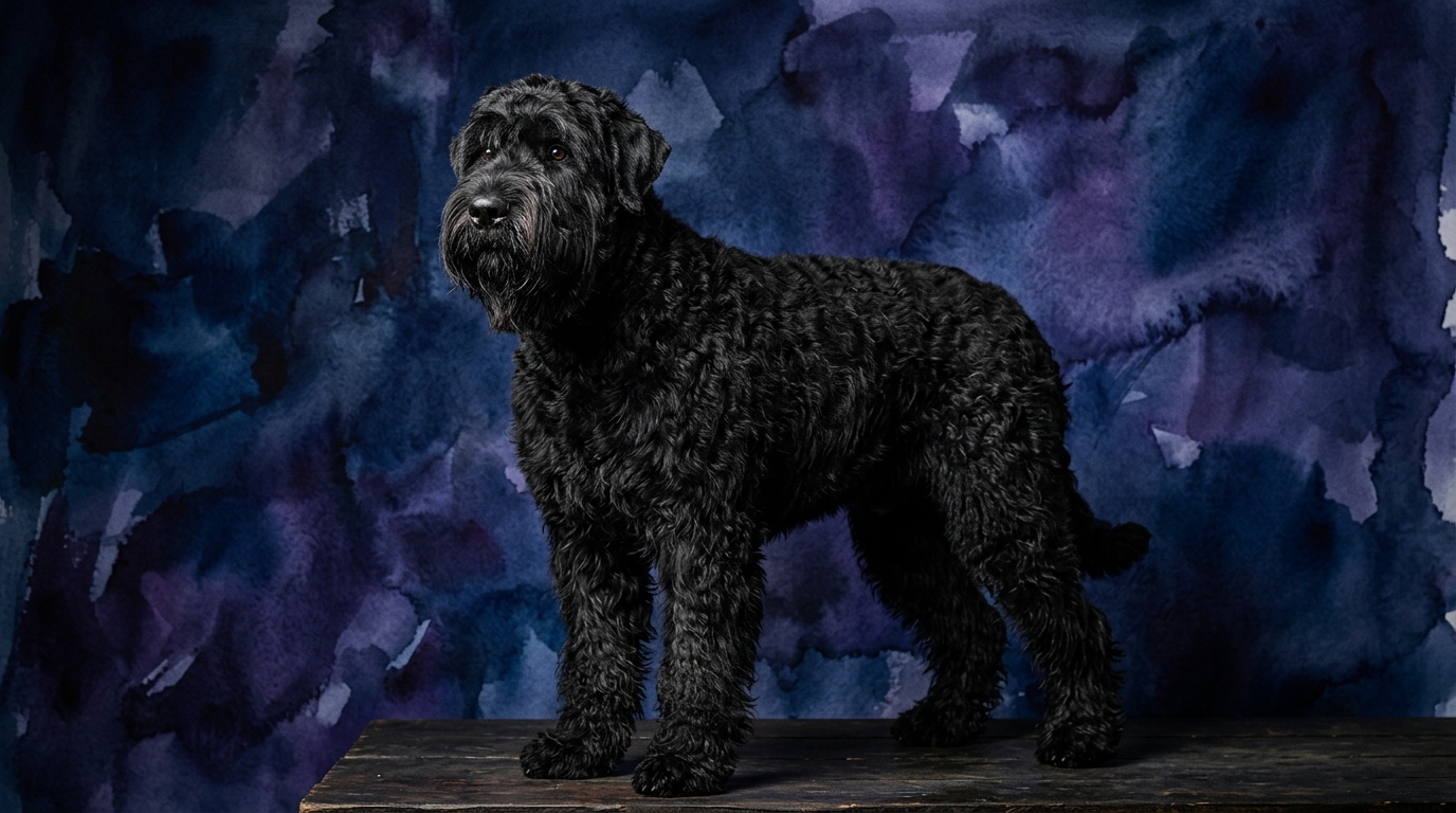 Black Russian Terrier dog portrait — Black Russian Terrier cognitive intelligence profile, Pet IQ Lab
