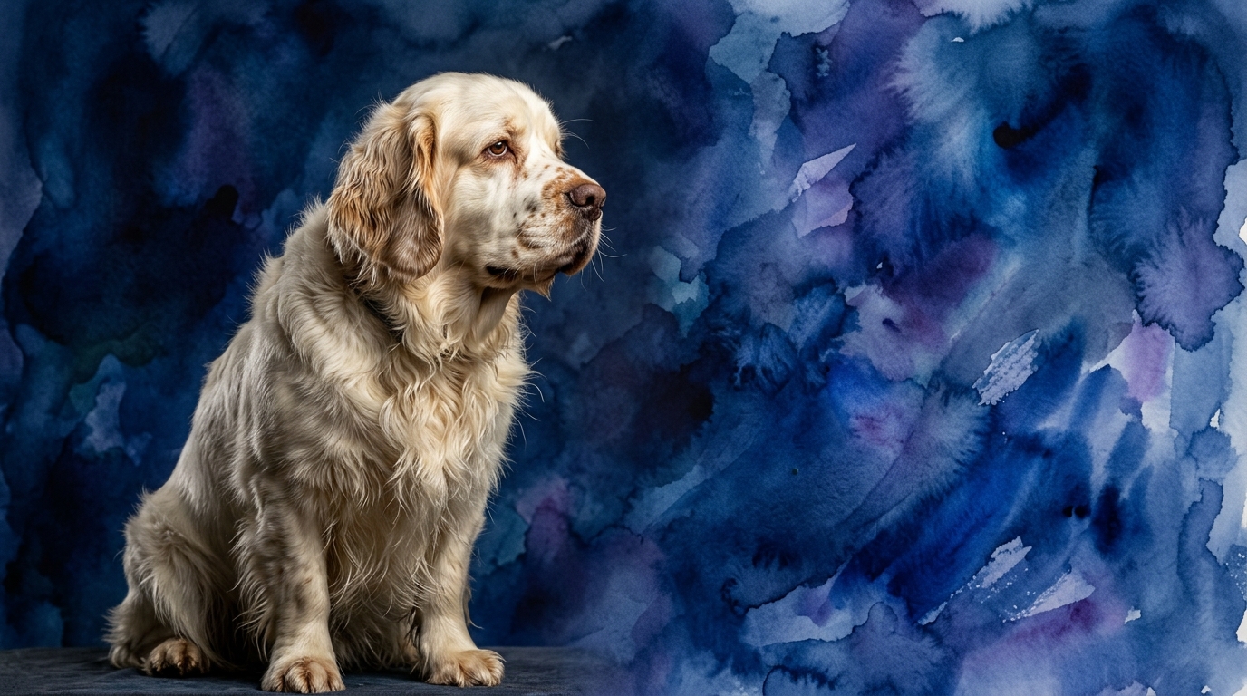 Clumber Spaniel dog portrait — Clumber Spaniel cognitive intelligence profile, Pet IQ Lab