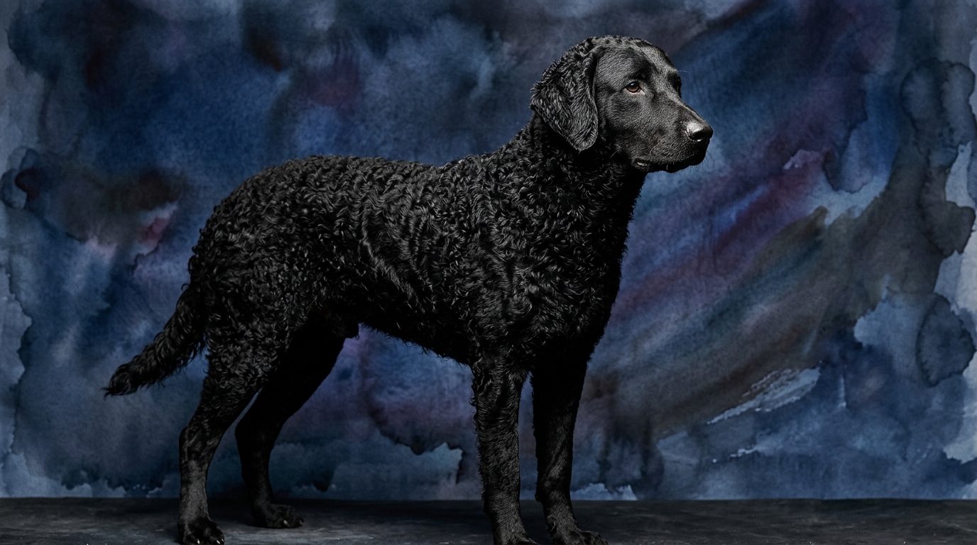 Curly Coated Retriever dog portrait — Curly Coated Retriever cognitive intelligence profile, Pet IQ Lab