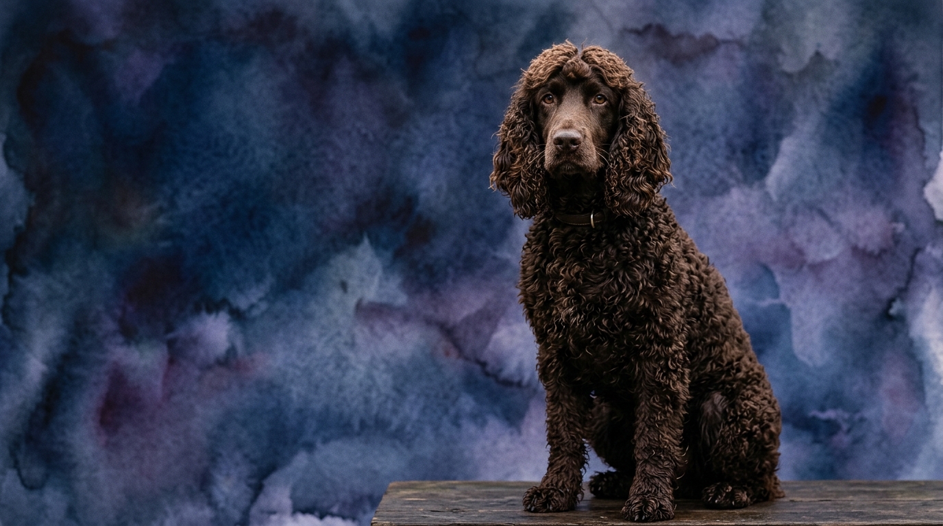 Irish Water Spaniel dog portrait — Irish Water Spaniel cognitive intelligence profile, Pet IQ Lab