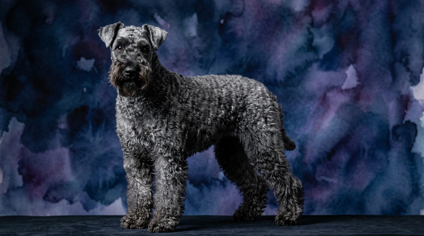 Kerry Blue Terrier dog portrait — Kerry Blue Terrier cognitive intelligence profile, Pet IQ Lab