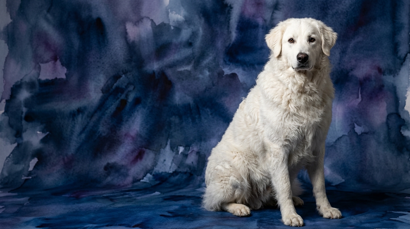 Kuvasz dog portrait — Kuvasz cognitive intelligence profile, Pet IQ Lab