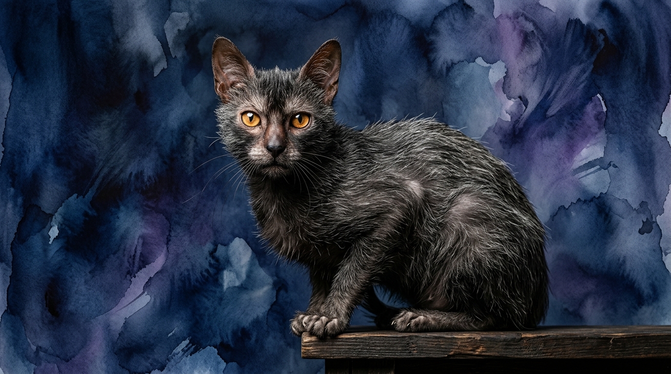 Lykoi cat portrait — Lykoi cognitive intelligence profile, Pet IQ Lab
