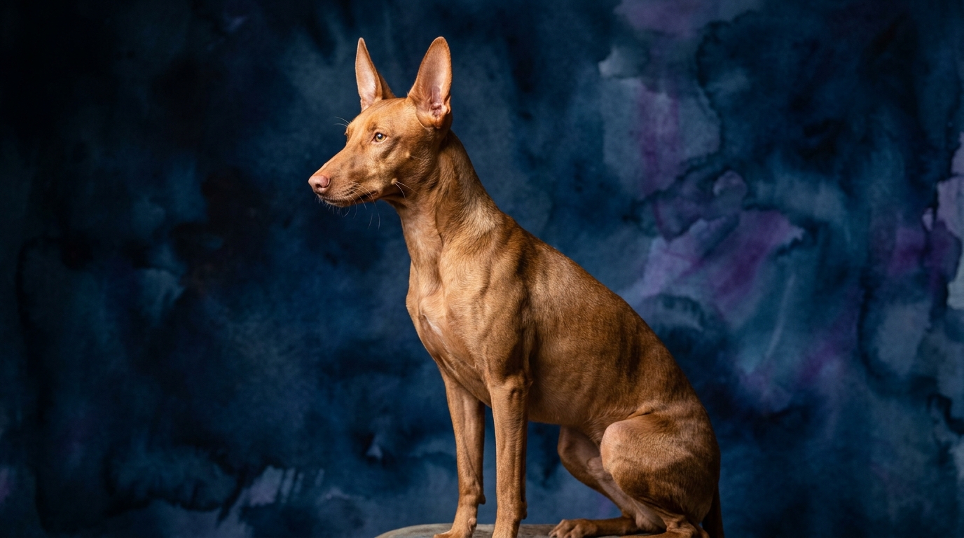Pharaoh Hound dog portrait — Pharaoh Hound cognitive intelligence profile, Pet IQ Lab