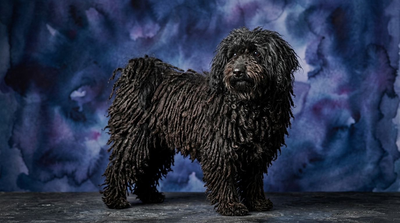 Puli dog portrait — Puli cognitive intelligence profile, Pet IQ Lab