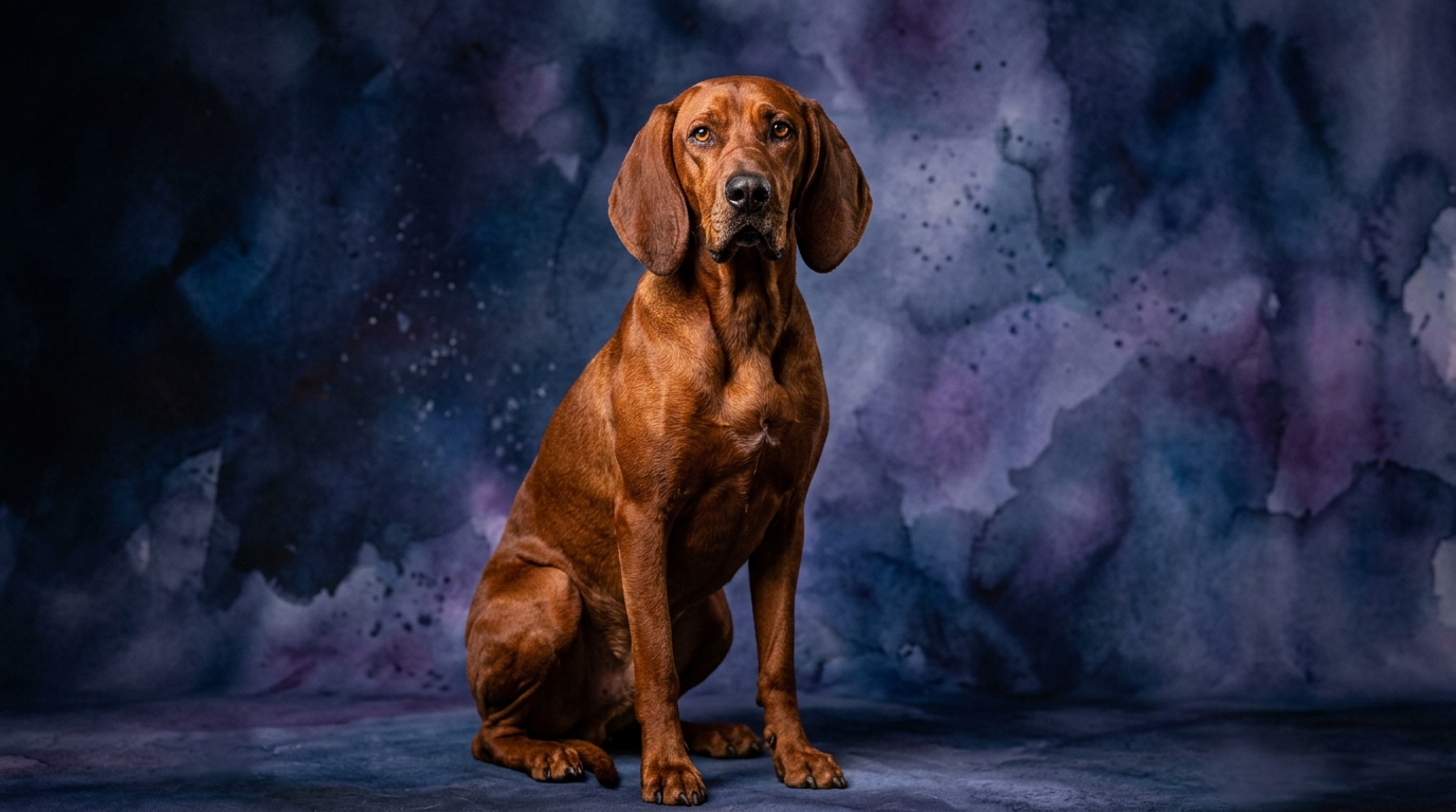 Redbone Coonhound dog portrait — Redbone Coonhound cognitive intelligence profile, Pet IQ Lab