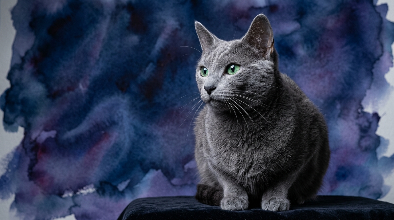 Russian Blue cat portrait — Russian Blue cognitive intelligence profile, Pet IQ Lab