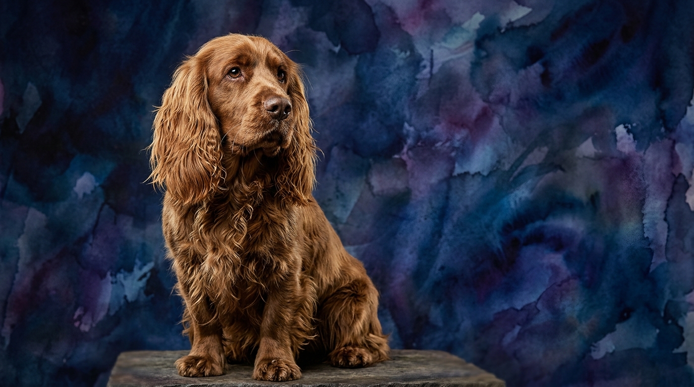 Sussex Spaniel dog portrait — Sussex Spaniel cognitive intelligence profile, Pet IQ Lab