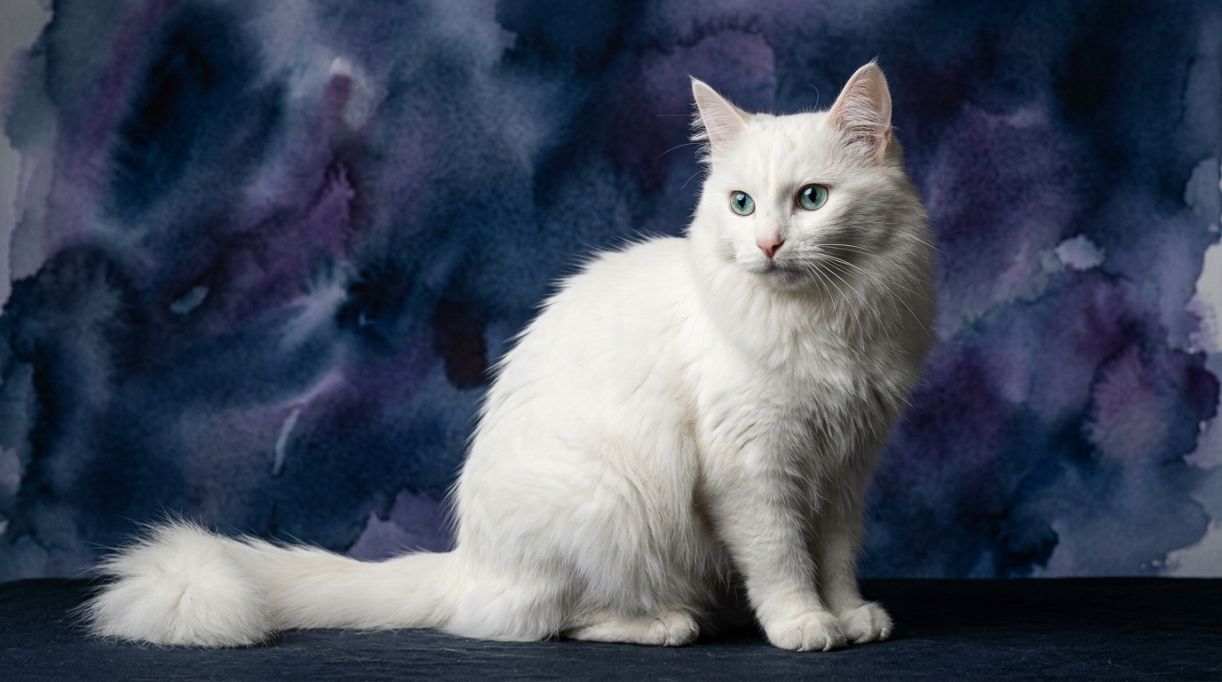 Turkish Angora cat portrait — Turkish Angora cognitive intelligence profile, Pet IQ Lab