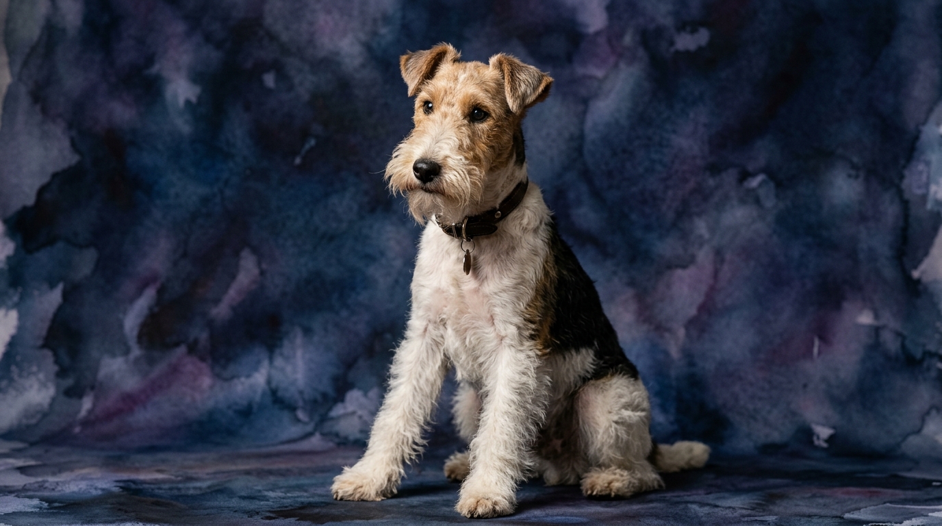 Wire Fox Terrier dog portrait — Wire Fox Terrier cognitive intelligence profile, Pet IQ Lab